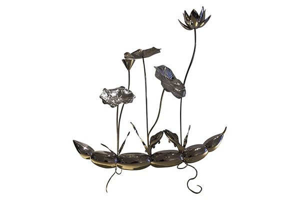 Custom Stainless Steel Lotus Plant Sculpture – Modern Polished Metal Art for Interior and Outdoor Decor